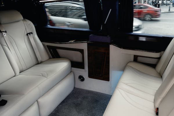 white seats in limousine